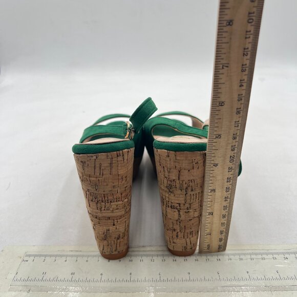 FOWT Green Peep Toe Slingback Platform Wedge High Heel Buckle Open Toe Sandals - Picture 5 of 8